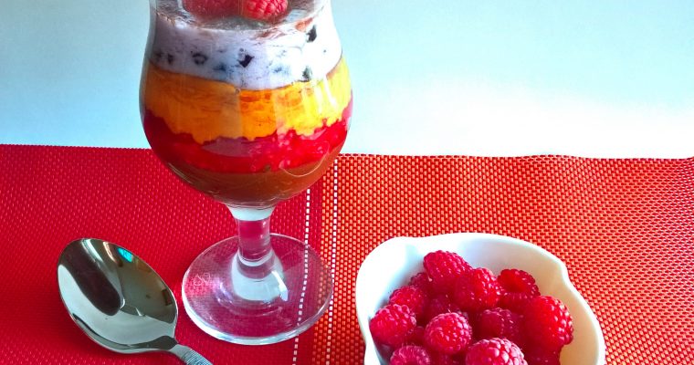 Vegan Chocolate, Raspberry and Peanut Butter Pudding